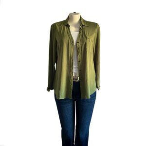 Ashley Stewart Olive Green Blouse Shirt - 14/16